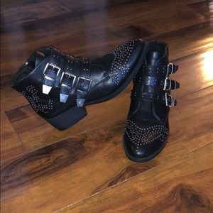 Black studded booties